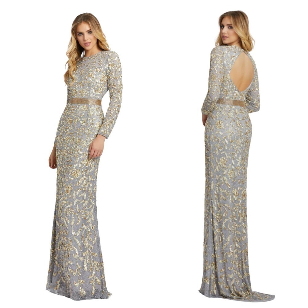 Mac Duggal Cutout Back Mother Of The Bride Dress Sequins Size 12 NWT